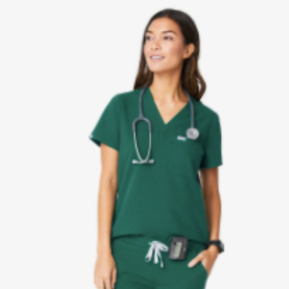 NWT FIGS Hunter Green Scrub Set XXS top/XXS pants